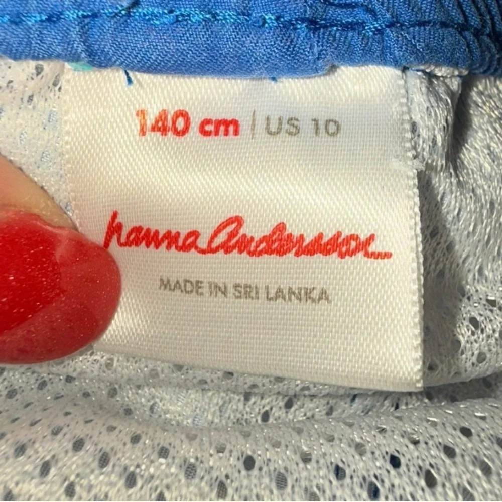 Hanna Andersson Boys Shark Swim Trunks Size 10 Blue Beach